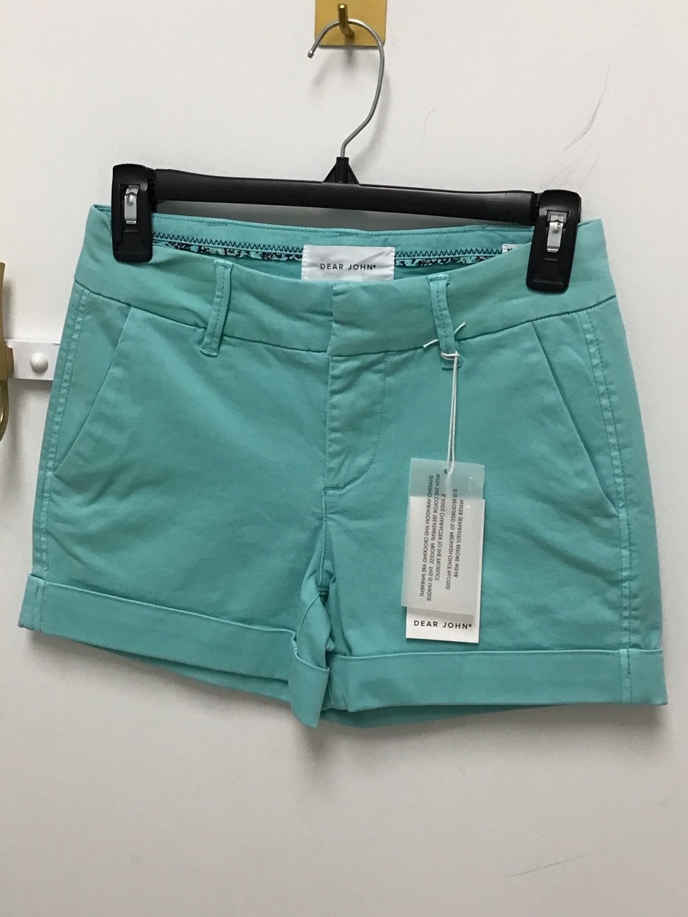Dear John Mint Teal Cotton Hampton Cuffed Shorts
